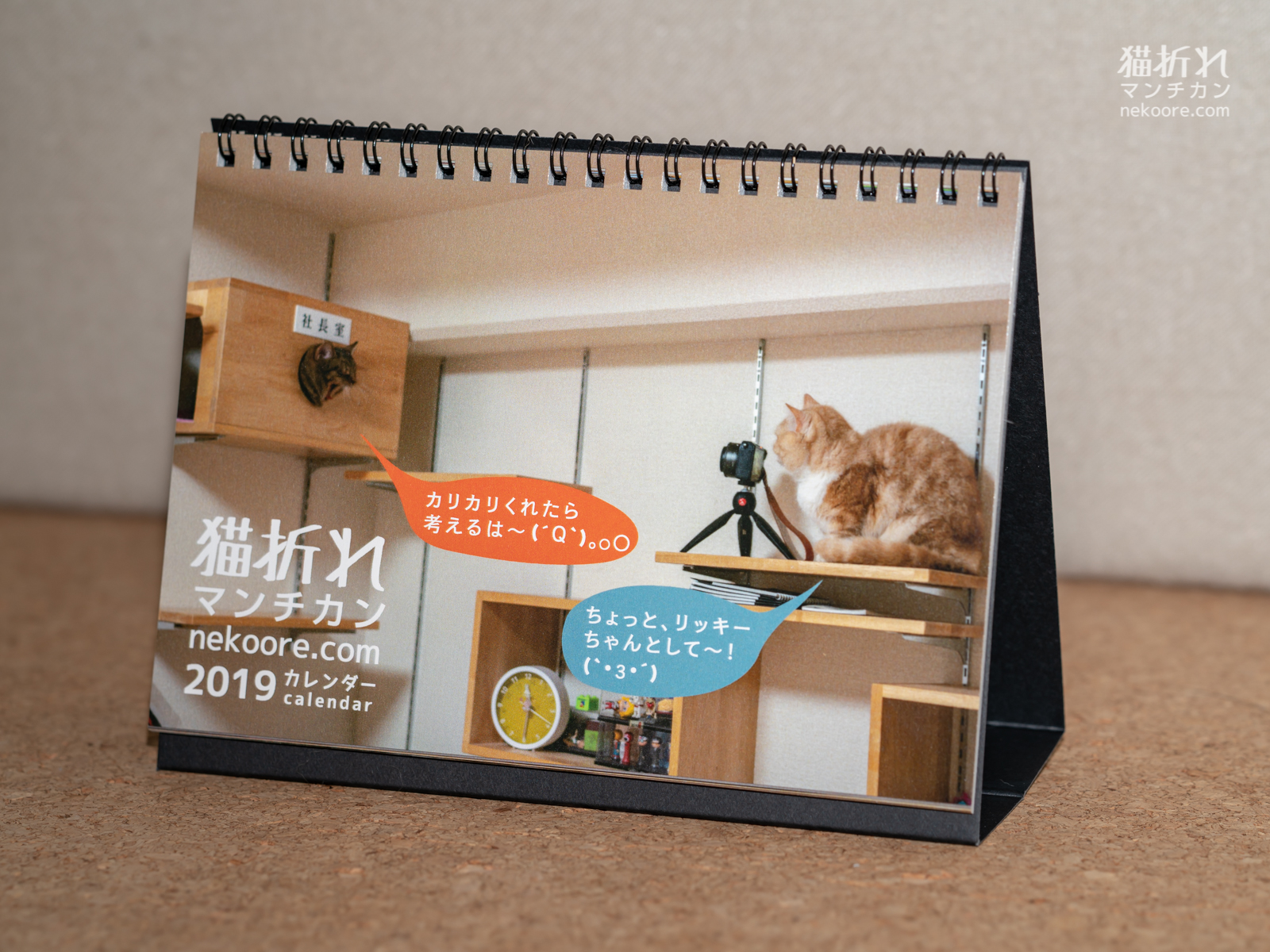 猫折れ2019卓上カレンダー